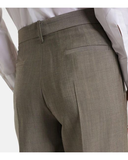 Victoria Beckham Gray Wool And Mohair Straight Pants