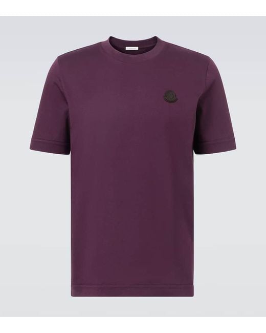 Moncler Purple Logo Cotton Jersey T-Shirt for men