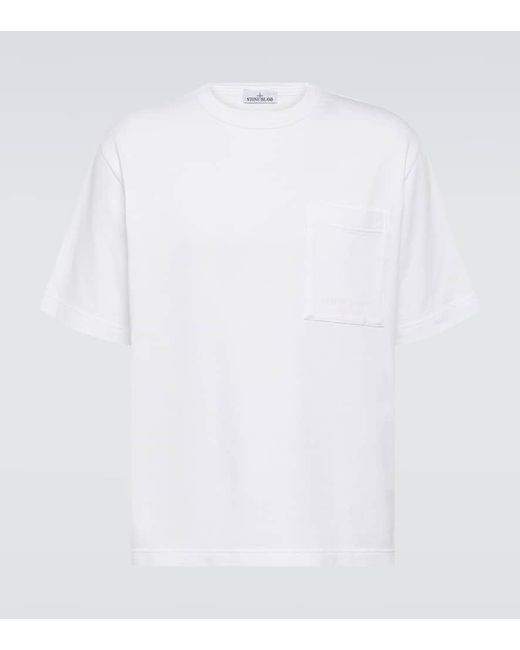 T-shirt in jersey di cotone di Stone Island in White da Uomo