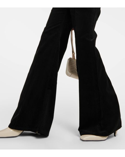 Polo Ralph Lauren Black Cotton Velvet Flared Pants