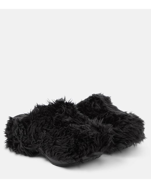 Balenciaga Black X Crocs Faux Fur Slides