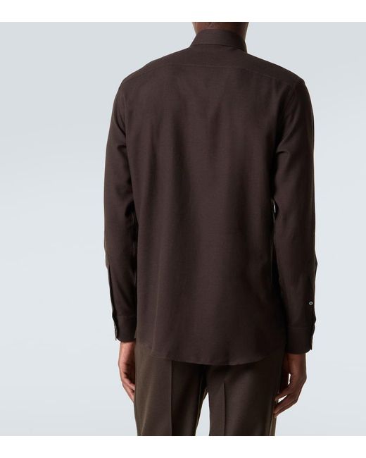 Zegna Black Cotton And Cashmere Shirt for men