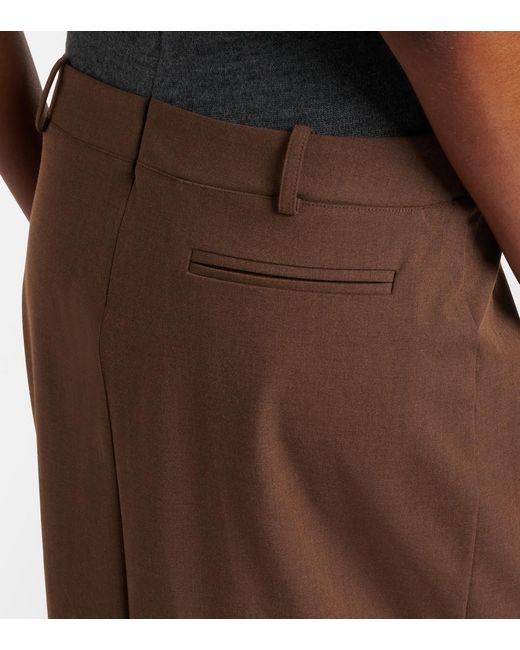 Staud Brown Layered Wool-Blend Midi Dress