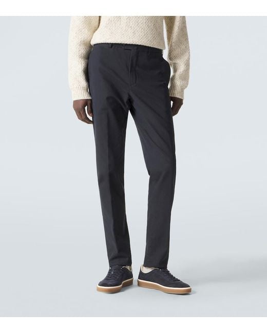Loro Piana Blue Pantaflat Cotton-Blend Chinos for men