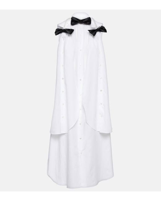 Noir Kei Ninomiya White Bow-detail Cotton Poplin Midi Dress