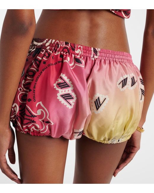 The Attico Red Printed Silk Shorts