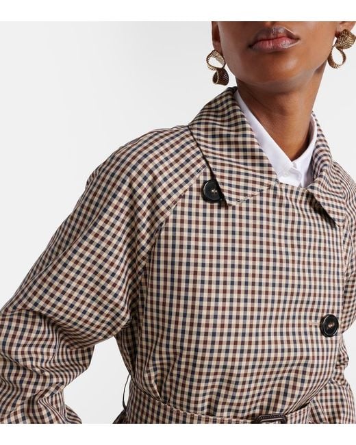Max Mara Brown Fate Gingham Cotton-Blend Trench Coat