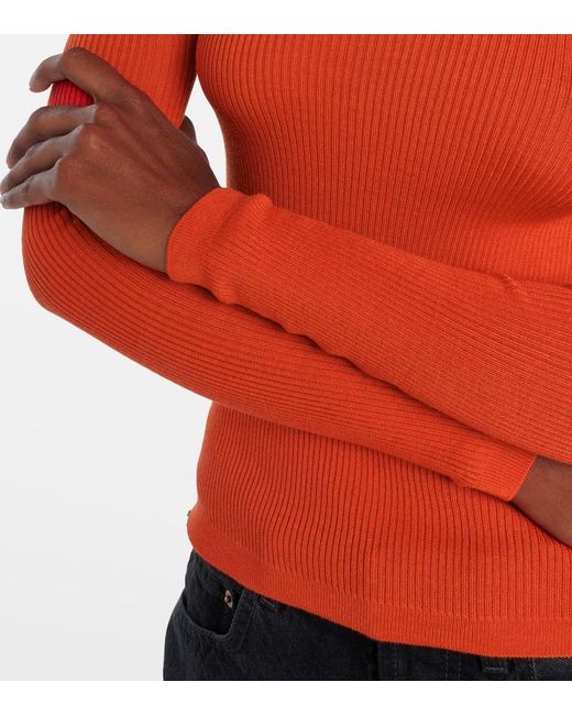 Saint Laurent Red Wool, Cashmere, And Silk Sweater