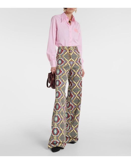 Etro Multicolor Printed High-Rise Wide-Leg Jeans