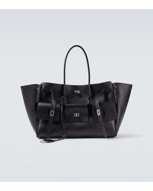 Balenciaga Black Bel Air Carry All Large Leather Tote Bag for men
