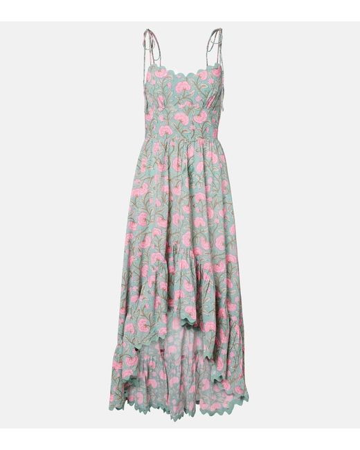 Juliet Dunn White Floral Cotton Midi Dress