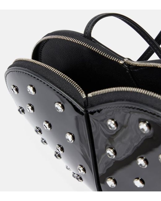 Alaïa Black Leather Le Coeur Bag With Crystals