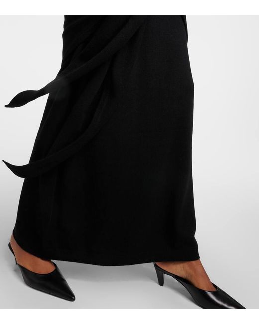 Totême  Black Scarf-Detail Cashmere Maxi Dress
