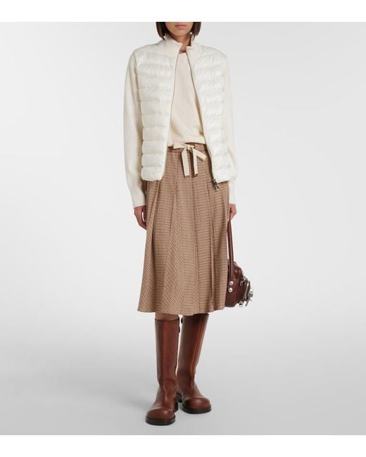Moncler White Down-Paneled Virgin Wool Cardigan