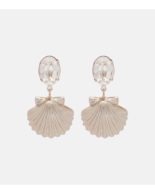 Jennifer Behr White Capesante Embellished Drop Earrings