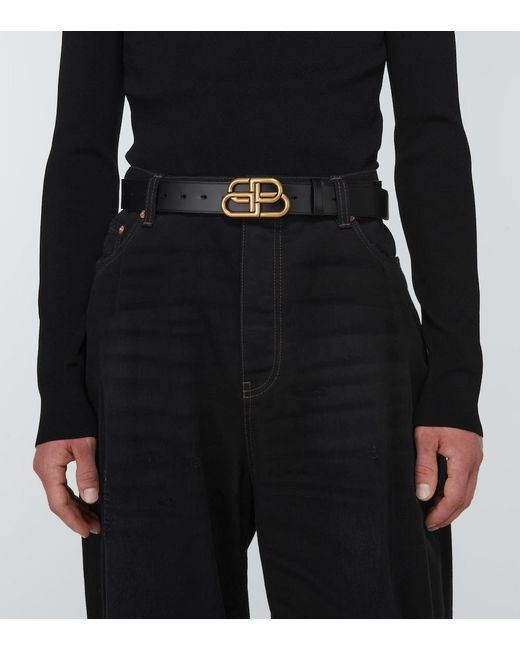Balenciaga Black Bb Leather Belt for men