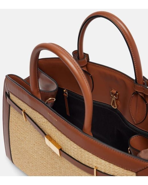 DeMellier London Natural New York Leather-Trimmed Raffia Tote Bag