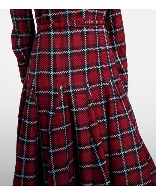 Robe Midi Marone En Laine Melangee A Carreaux Emilia Wickstead en coloris Red