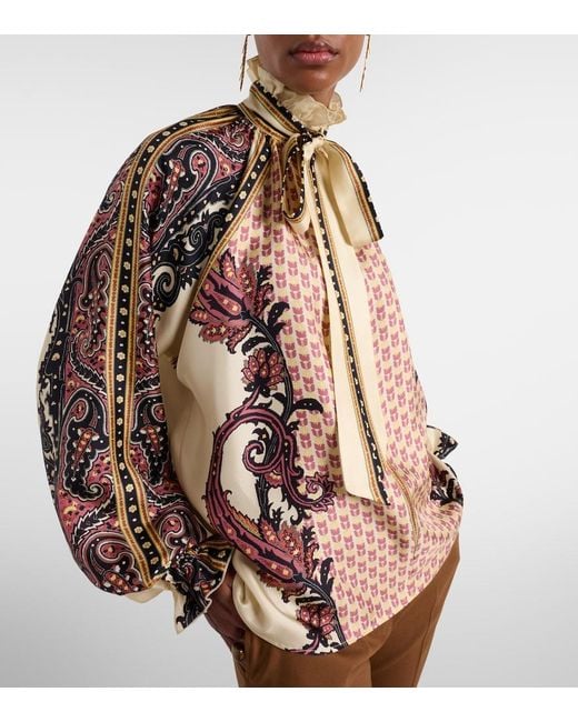 Etro Pink Printed Silk Twill Blouse