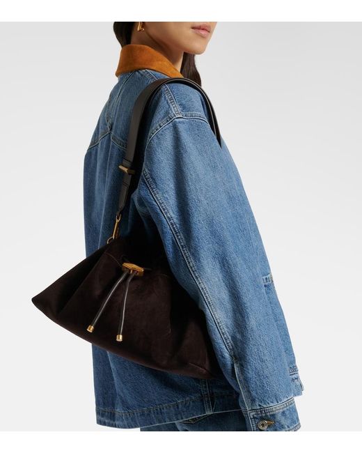 Jimmy Choo Black Bon Bon Small Suede Bucket Bag