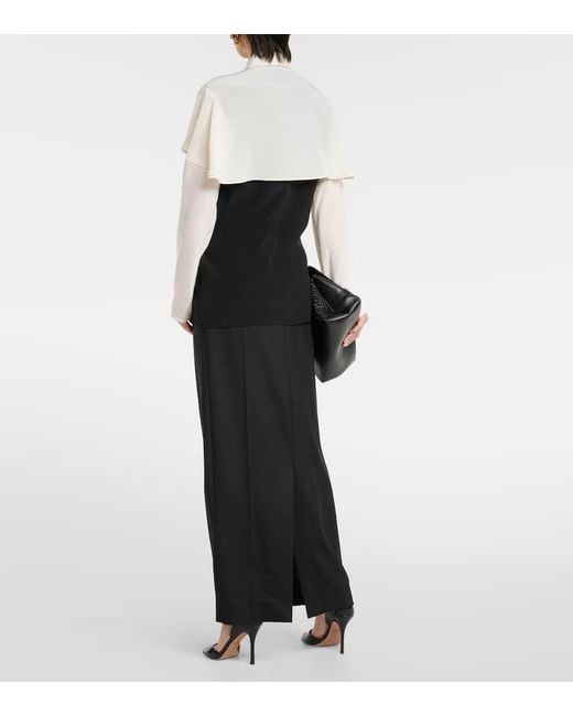 Victoria Beckham White Bow-Detail Silk Crepe De Chine Blouse