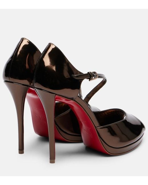 Christian Louboutin Black Miss Zigourata 120 Mirrored Leather Sandals