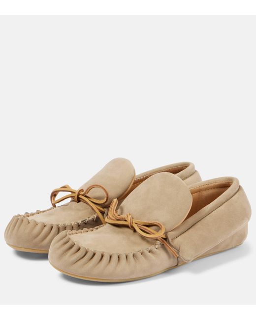 J.W. Anderson Natural Bow-detail Suede Loafers