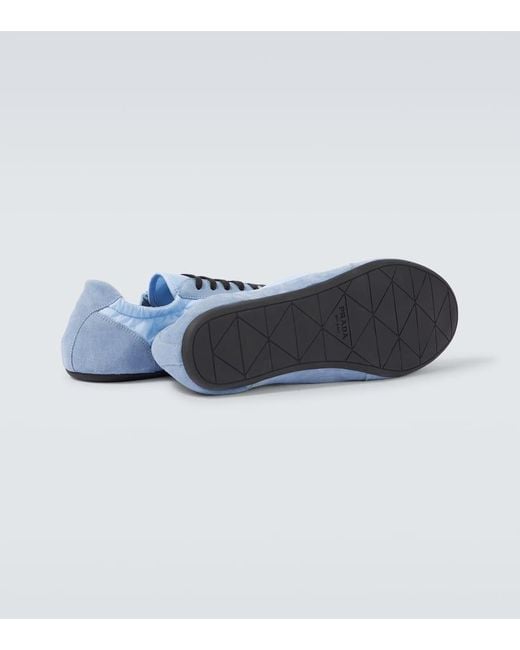 Prada Sneakers Collapse Aus Re-Nylon Und Veloursleder in Blue für Herren