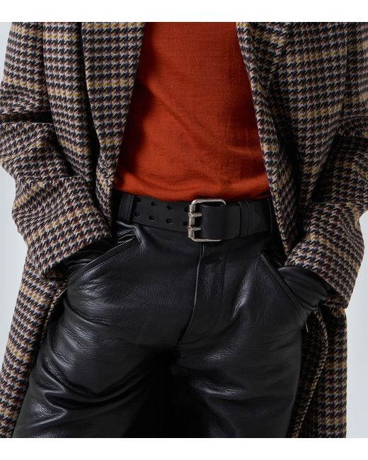 Saint Laurent Black Motorcycle Leather Belt for men