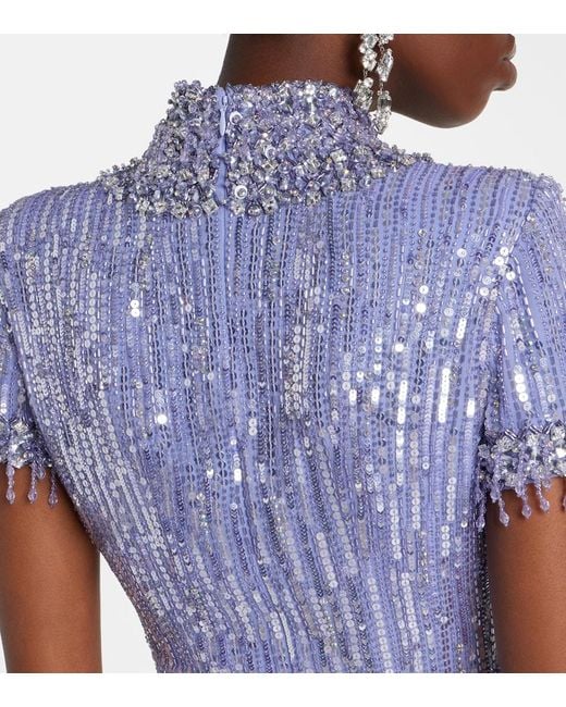 Jenny Packham Purple Madelaine Embellished Gown