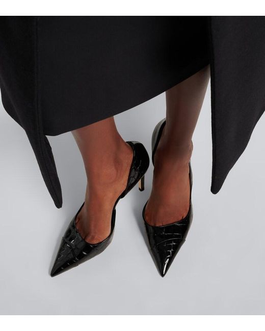 Jimmy Choo Black Brigitte Croc-Effect Patent Leather Pumps