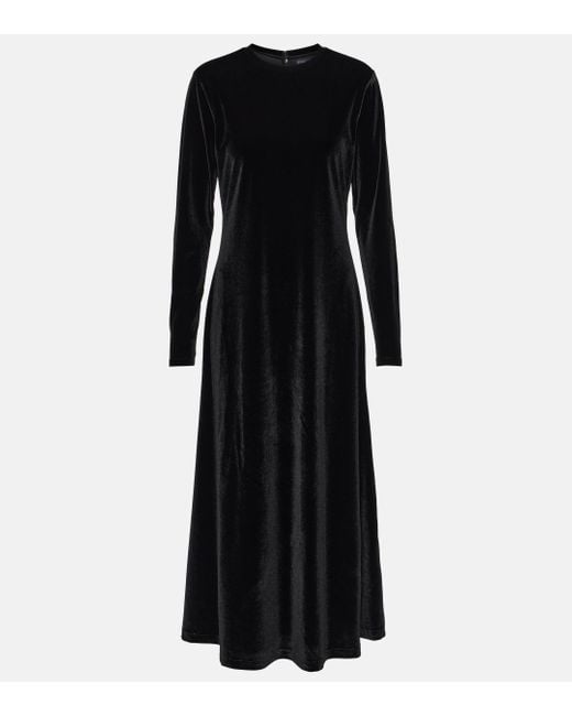 Polo Ralph Lauren Black Slim-fit Stretch-velvet Maxi Dress