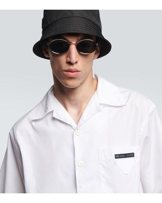 Prada Blue Logo Oval Sunglasses for men