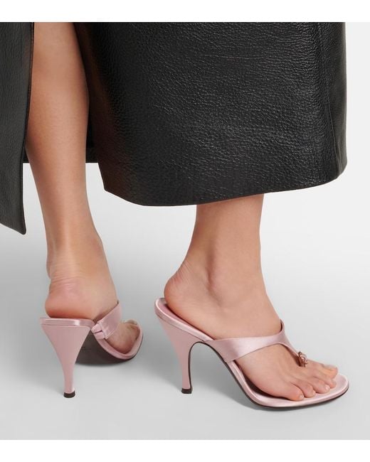 Herbert Levine Pink Kiss And Tell Embellished Satin Thong Sandals