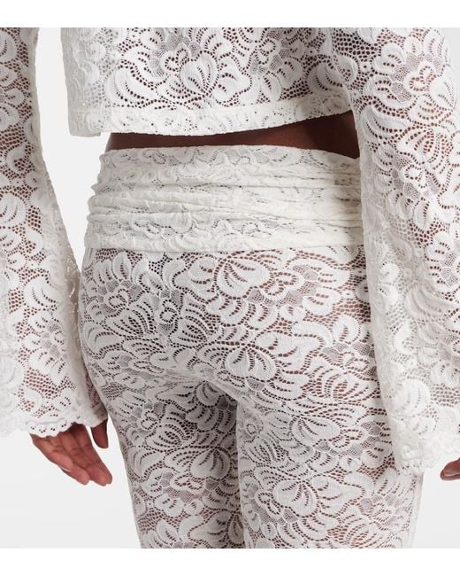 Bananhot White Vecna Sheer Lace Flared Pants
