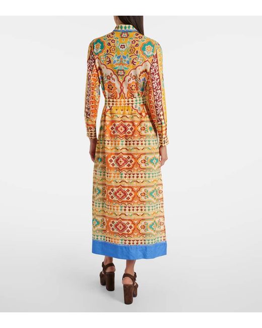Vestido Midi De Algodon Y Seda Estampado Etro de color Metallic