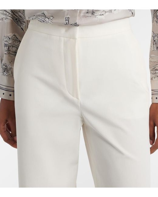 Max Mara White Dentice Cotton-Blend Wide-Leg Pants
