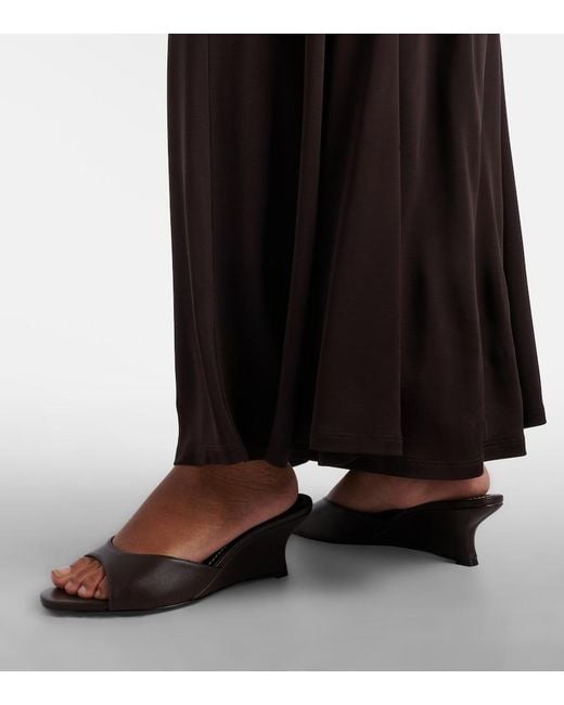Staud Black Brigitte Leather Wedge Mules