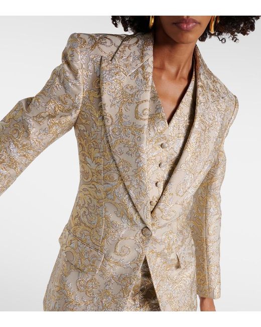 Stella McCartney Natural Single-Breasted Brocade Blazer
