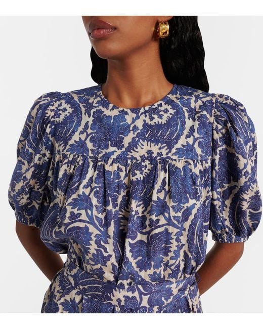 Vestido Corto Rosalie En Mezcla De Algodon Ulla Johnson de color Blue