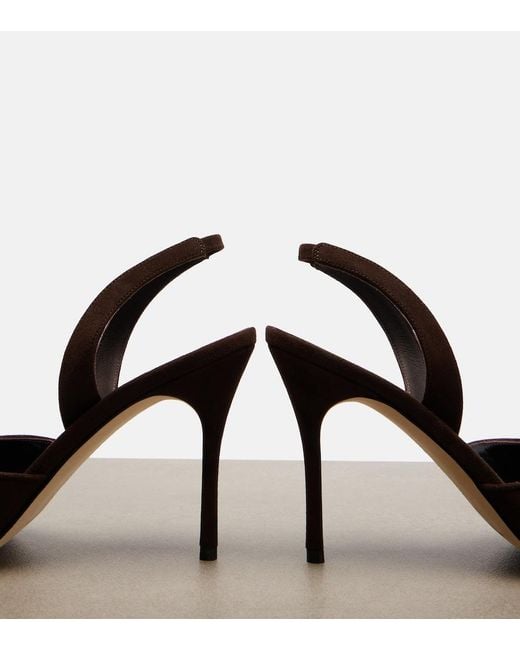 Manolo Blahnik Brown Borelapla Suede Slingback Pumps