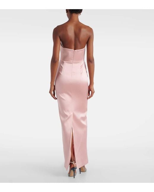 The New Arrivals Ilkyaz Ozel Pink Sisu Bow-Detail Satin Gown