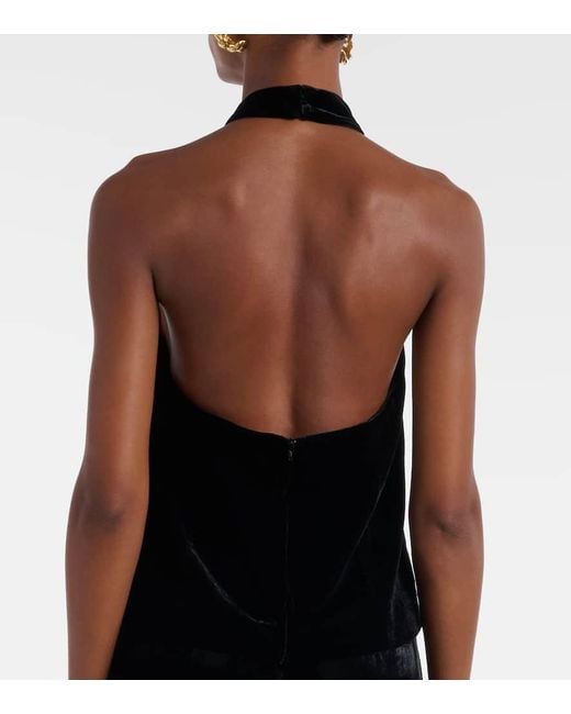 Nili Lotan Black Peneloppe Halterneck Velvet Top