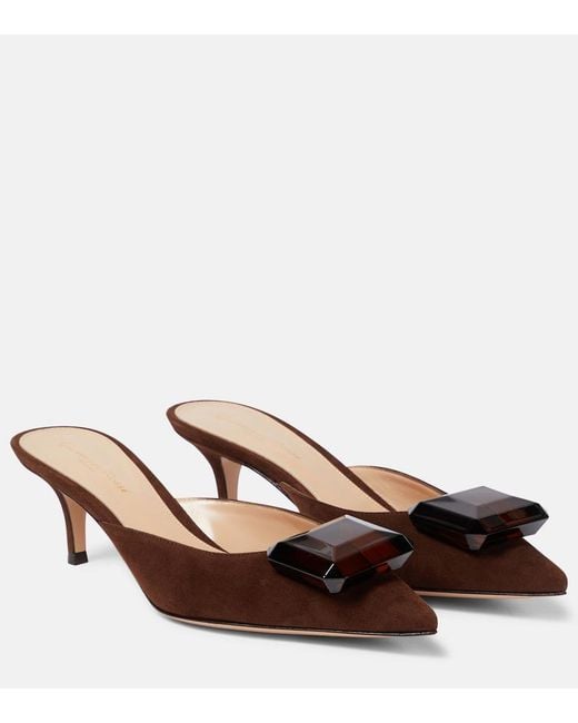 Gianvito Rossi Brown Jaipur Suede Mules
