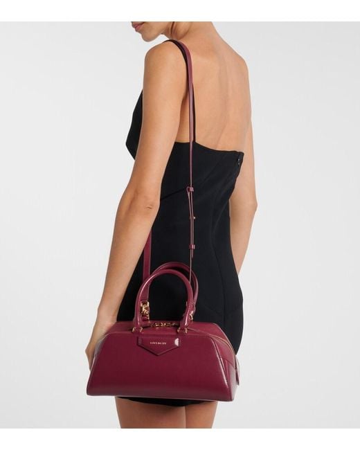 Givenchy Red Antigona Cube Small Leather Tote Bag