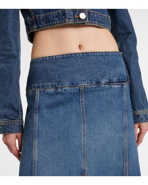 Alaïa Blue Denim Midi Skirt