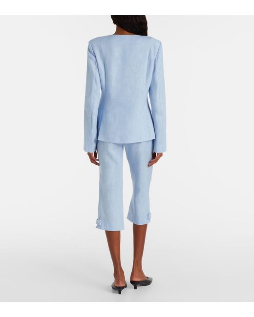 Posse Blue Harper Linen Capri Pants