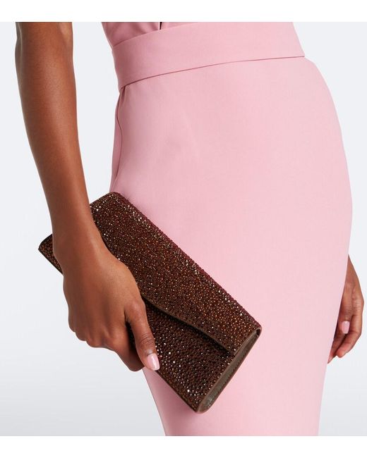 Elie Saab Brown Crystal-Embellished Clutch