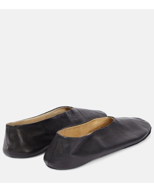 The Row Black Slip-Ons Aus Leder