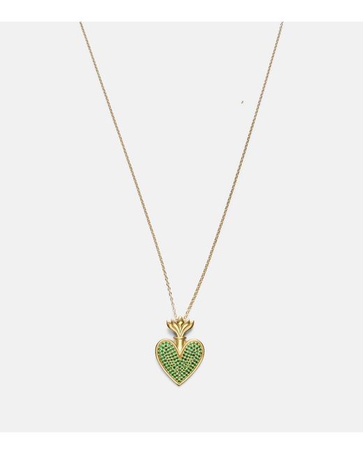 Ileana Makri White Blowing Heart 18Kt Pendant Necklace With Tsavorites